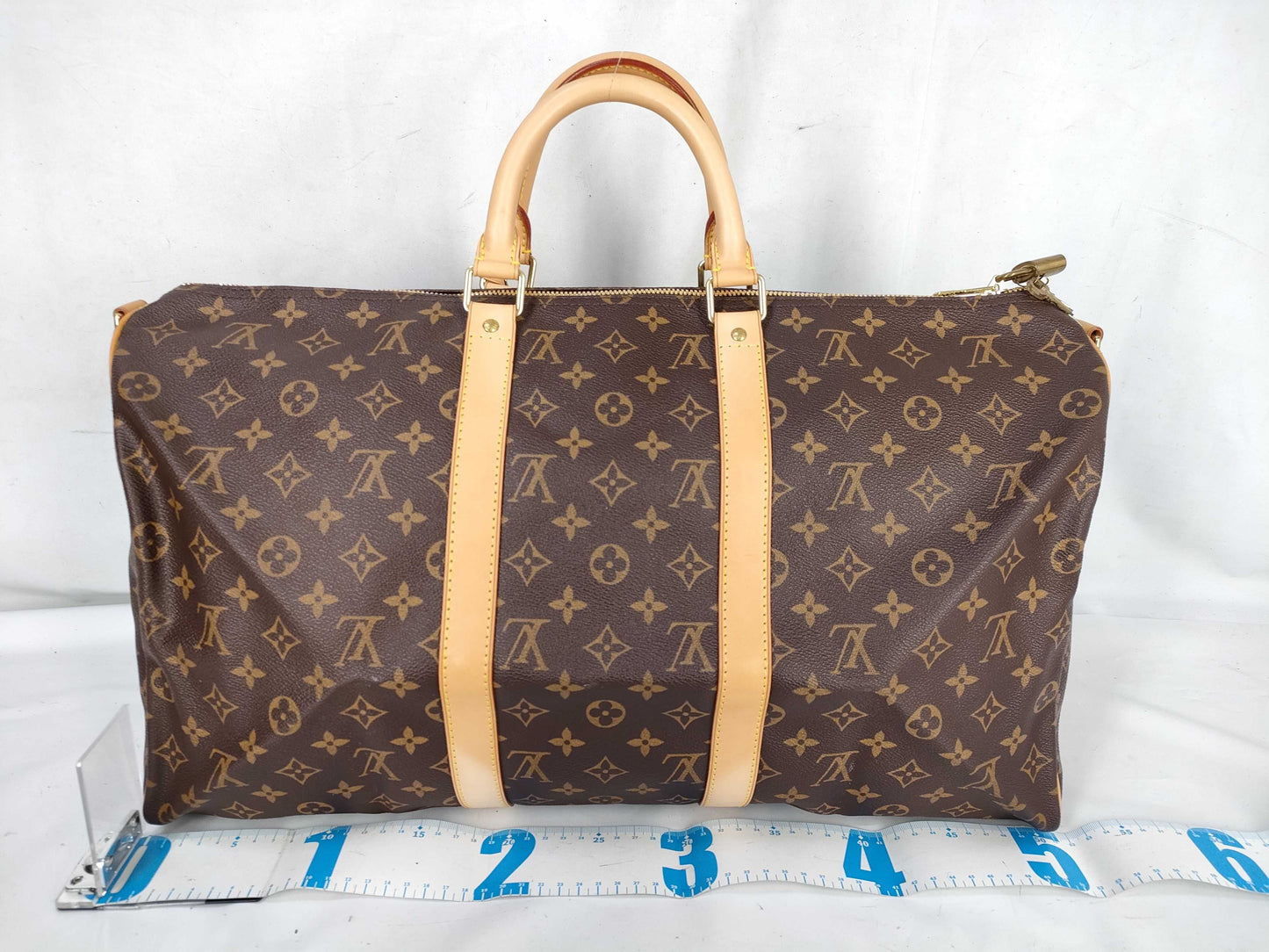 LOUIS VUITTON Monogram Keepall 50 Boston Bag with Initials
