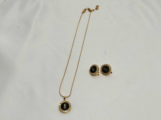 Yves Saint Laurent Necklace/Earrings with Stones, Gold or Black. Accessory Collection. Accessory Collection .