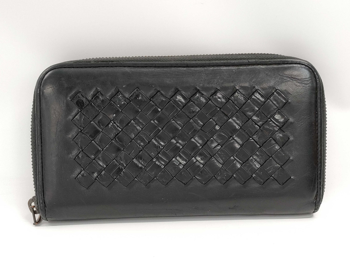 BOTTEGA VENETA Crocodile Intrecciato Zippy Wallet