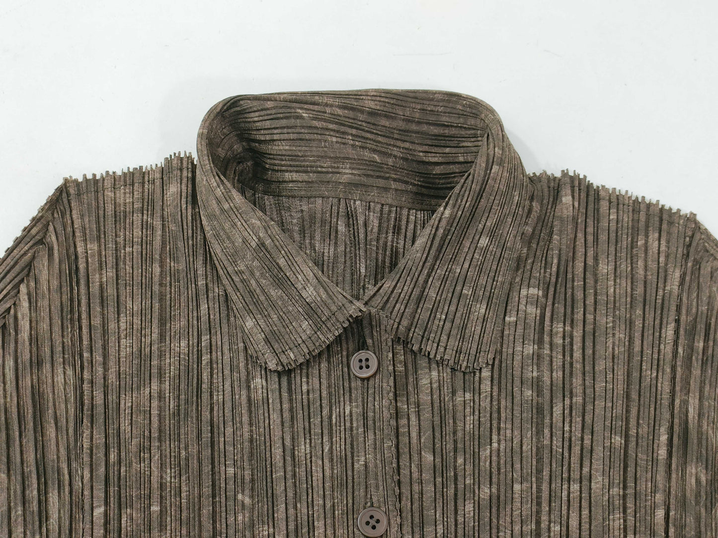 ISSEY MIYAKE Pleats Please Long Sleeve Shirt, Brown
