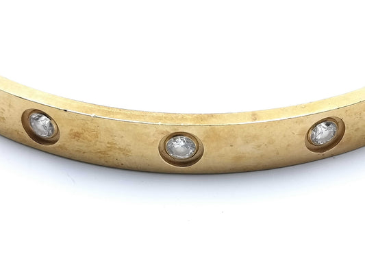 Cartier Old Model Love Bracelet #17 Full Diamond Yellow Gold 750 30.7g Bracelet/Bangle