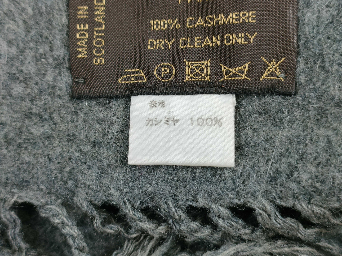 LOUIS VUITTON Scarf Logo 100% Cashmere Gray Scarf