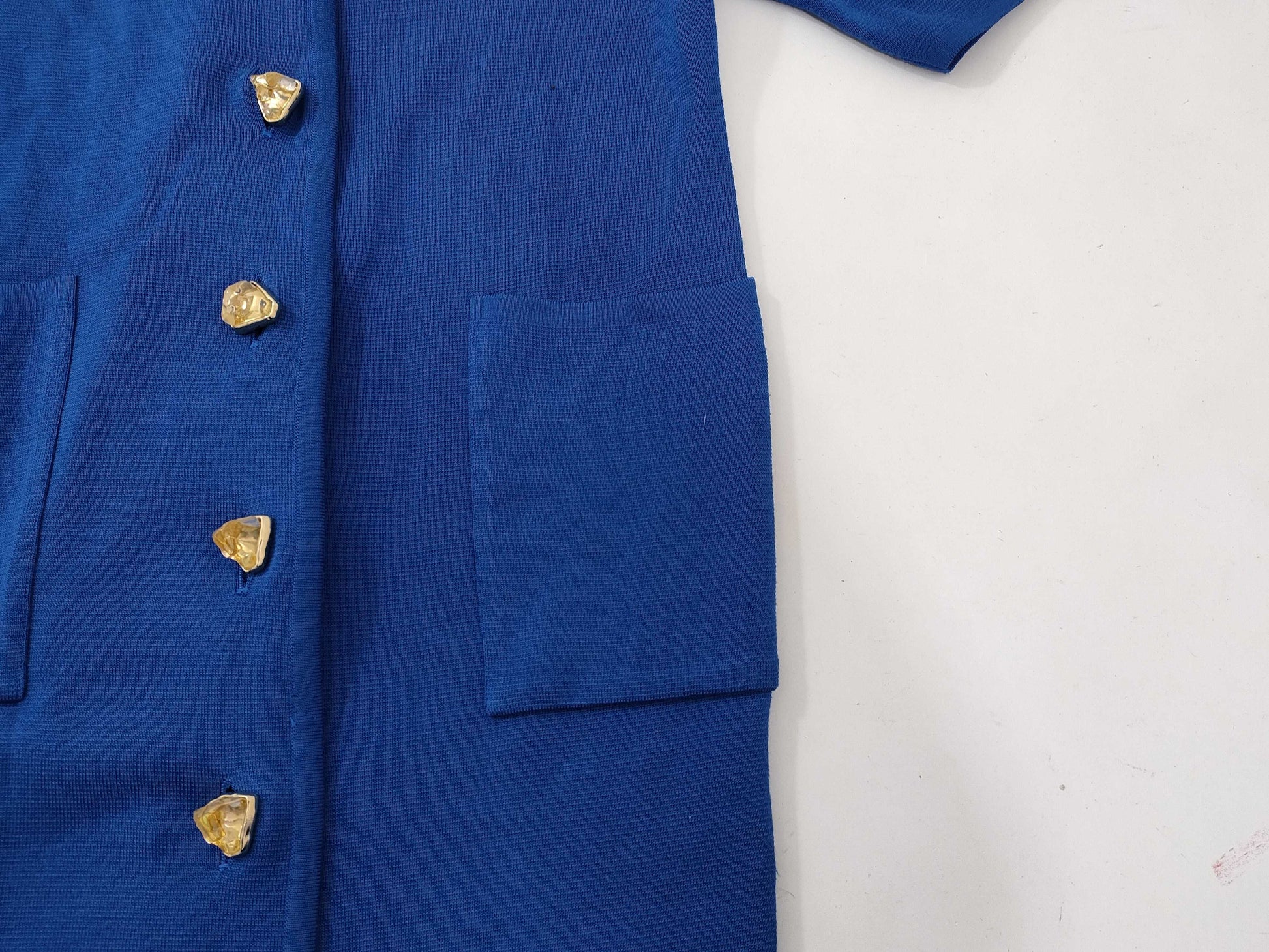 Yves Saint Laurent Wool Long Dress/Color Stone/Blue/Stain/Size L Dress
