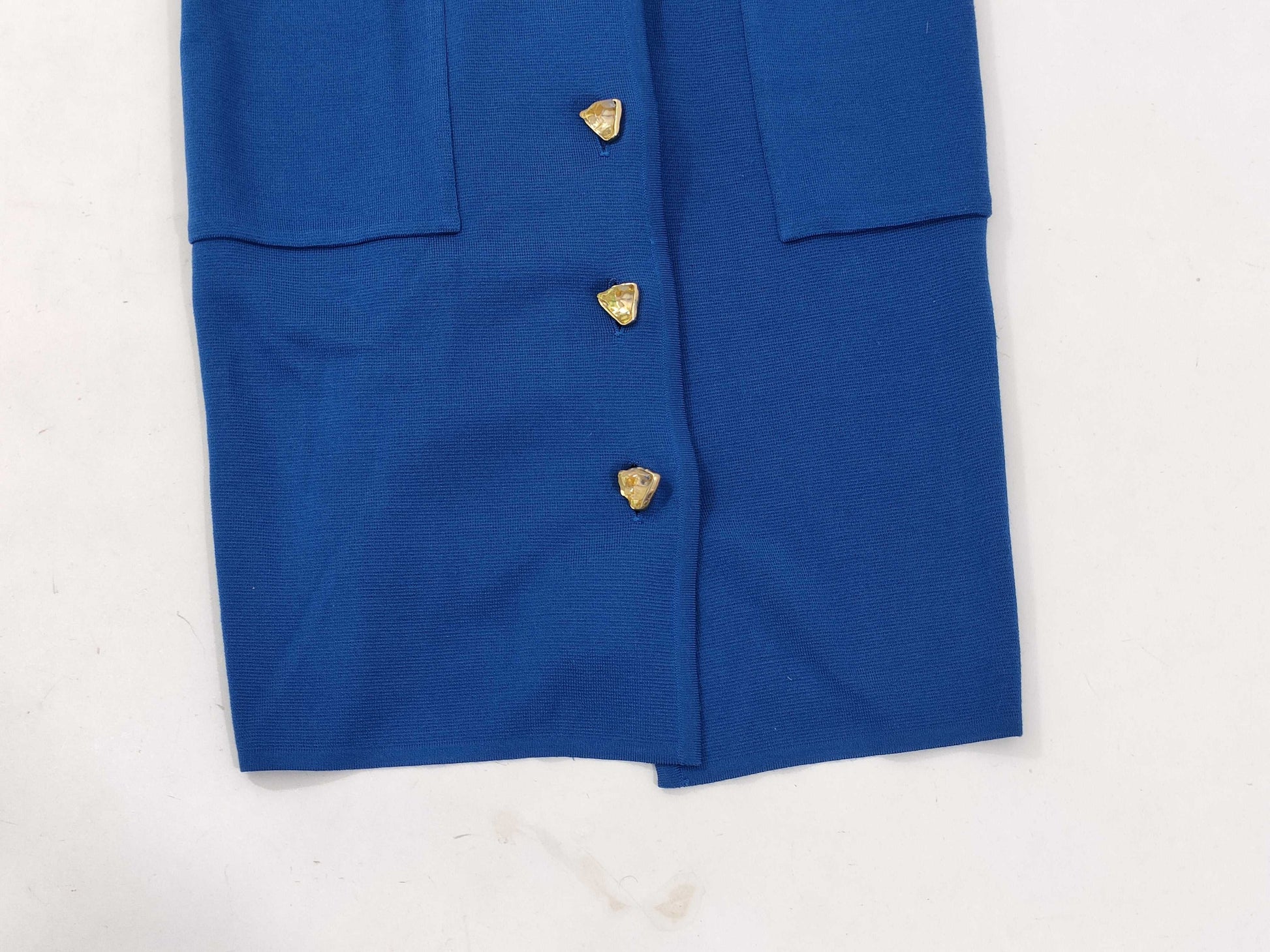Yves Saint Laurent Wool Long Dress/Color Stone/Blue/Stain/Size L Dress