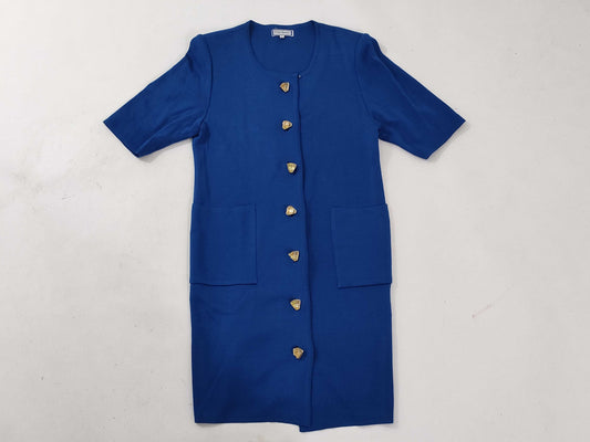 Yves Saint Laurent Wool Long Dress/Color Stone/Blue/Stain/Size L Dress