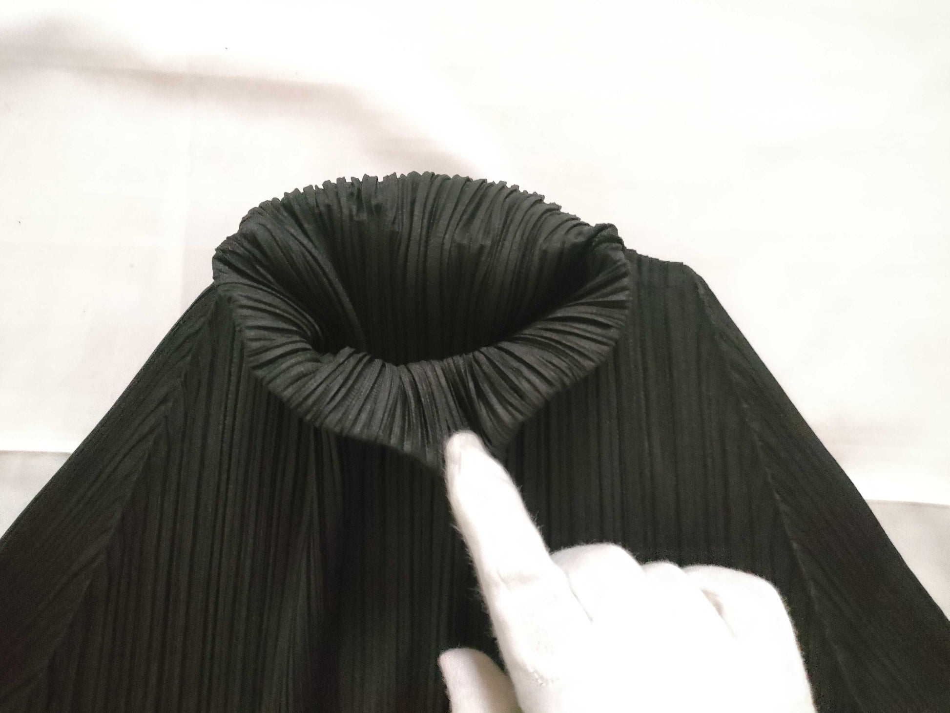 ISSEY MIYAKE Pleated High Neck Black Top