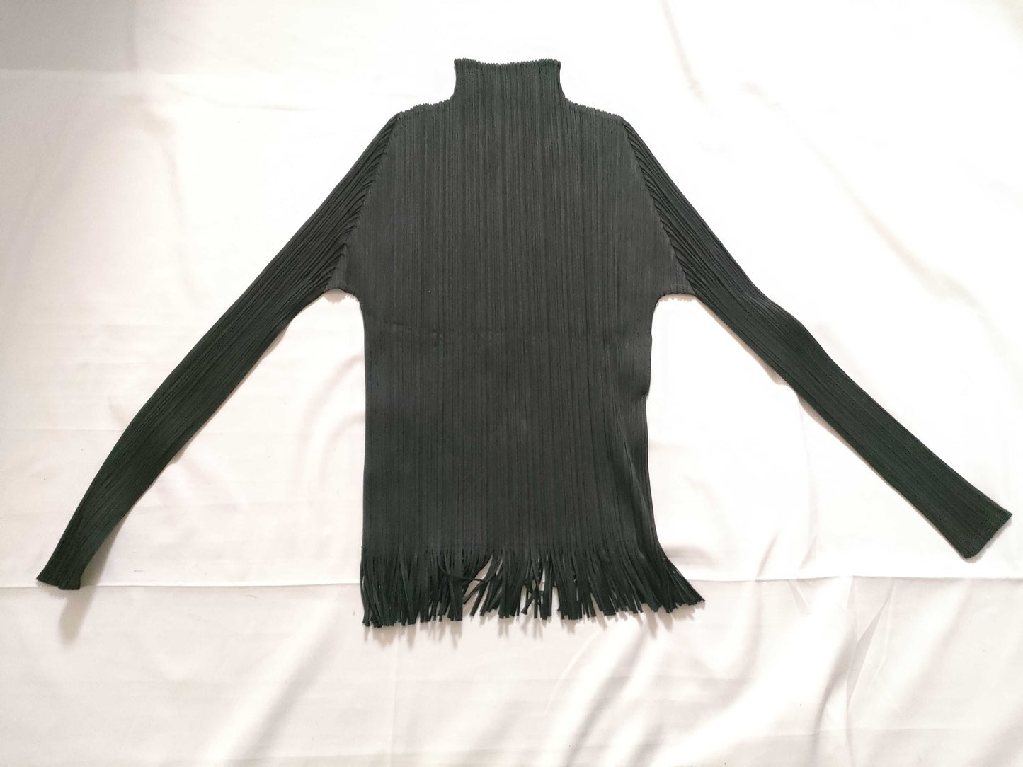 ISSEY MIYAKE Pleated High Neck Black Top