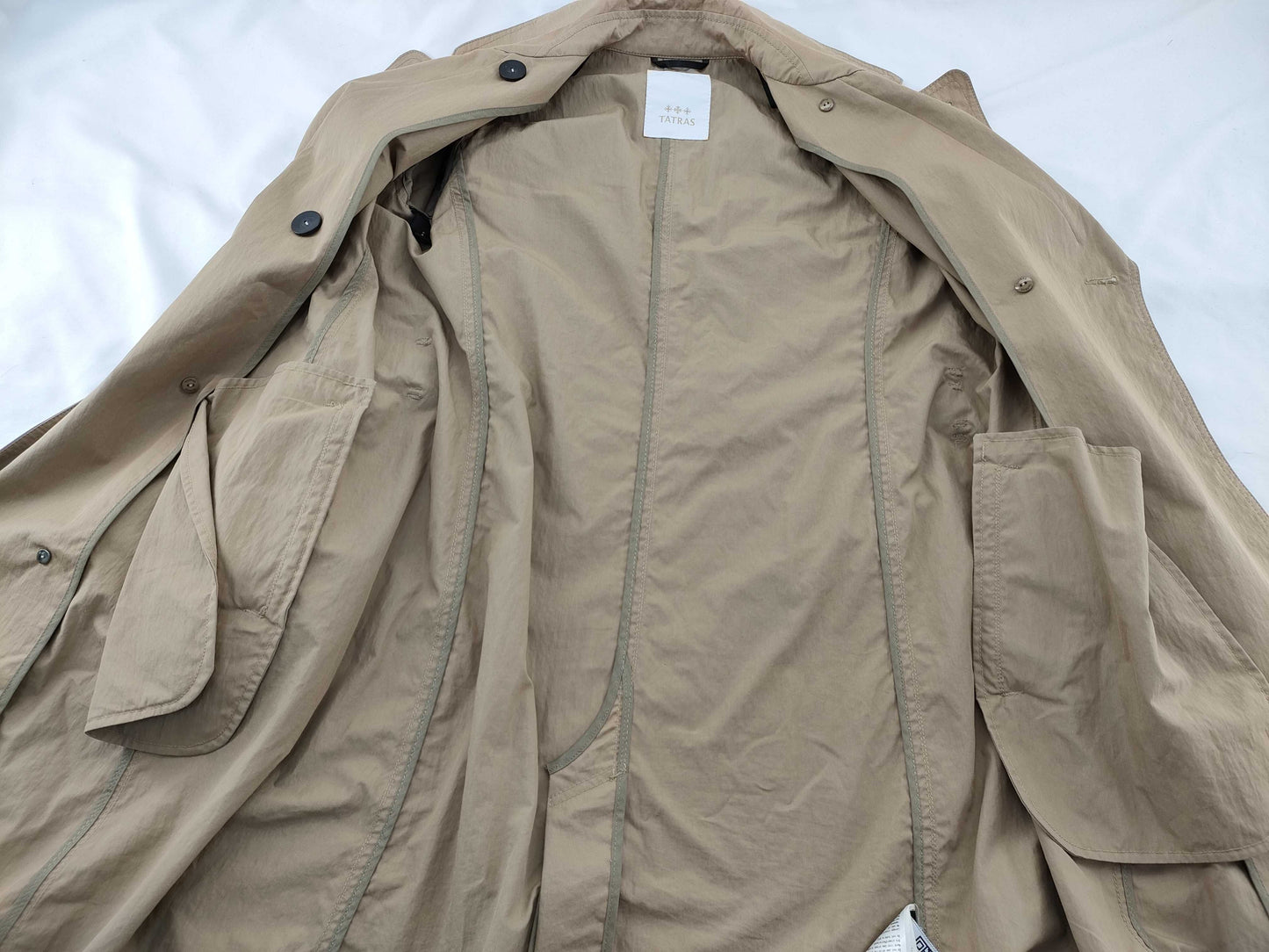 TATRAS: Beige trench coat with down vest