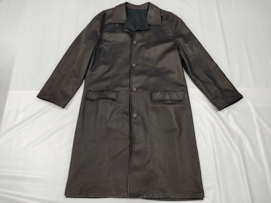 Zegna Leather Coat, Reversible, Small, Solid Color