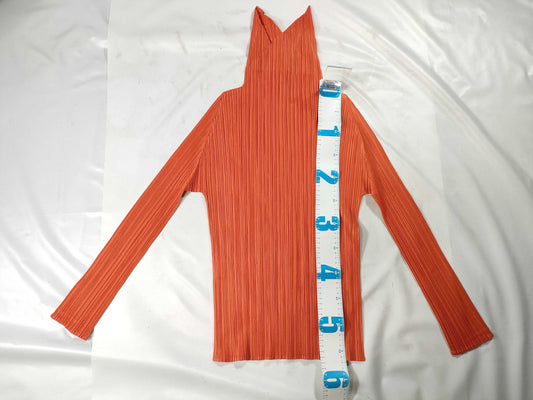 ISSEY MIYAKE Pleats Please Long Sleeve Orange Top