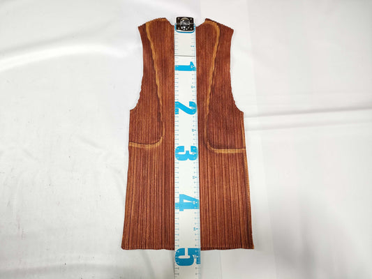 ISSEY MIYAKE Pleats Please Sleeveless Patterned Brown Top