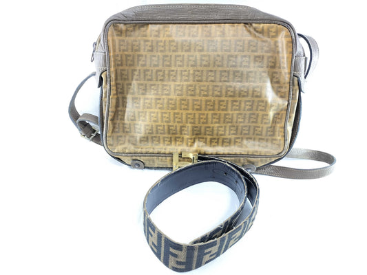 FENDI Zucca/Zucchino Shoulder Bag/Belt with FF Hardware, 2-Piece Set