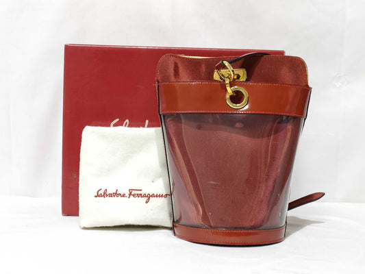 Salvatore Ferragamo enamel shoulder bag, red