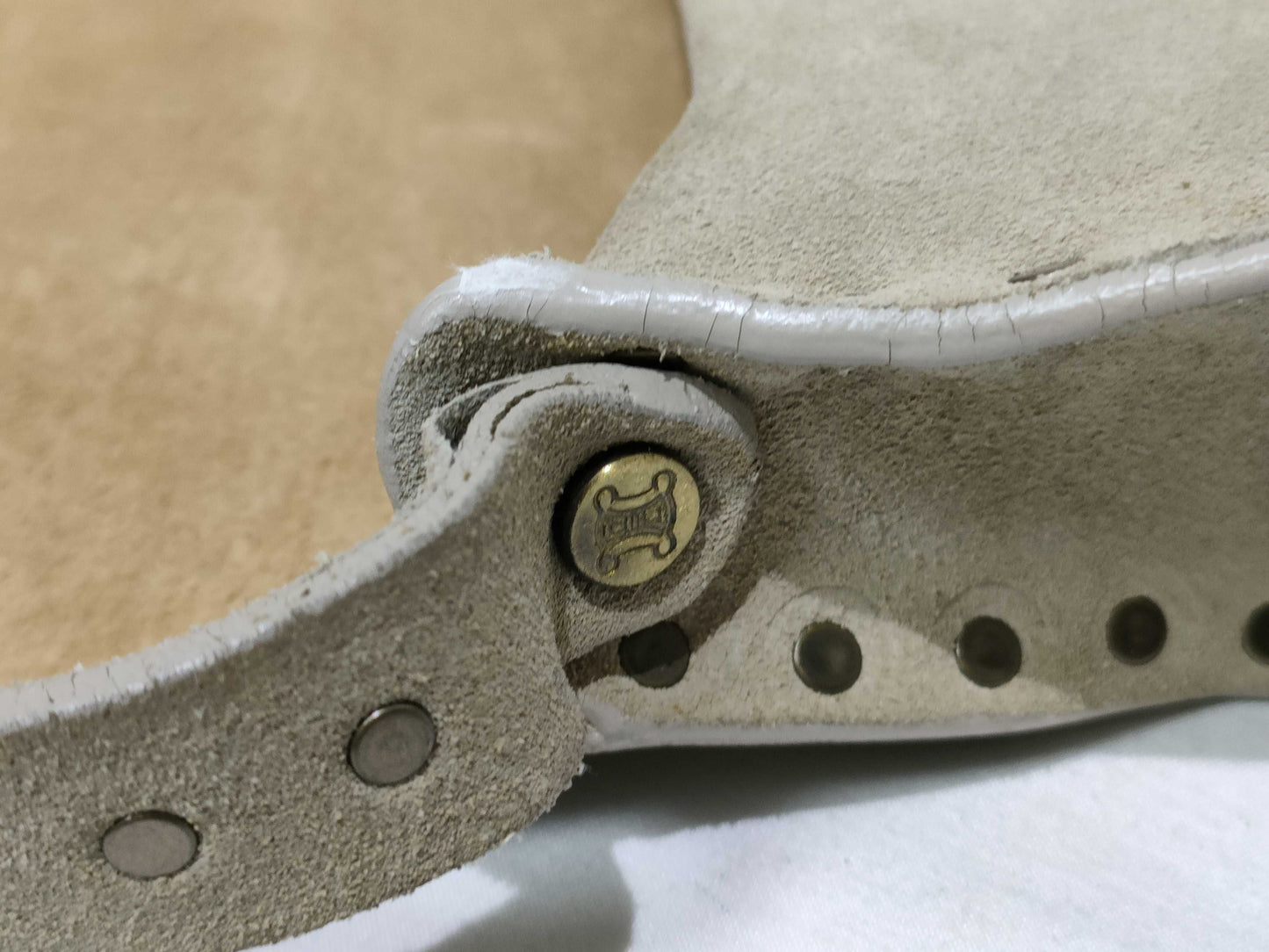 CELINE Suede Studded Shoulder Bag