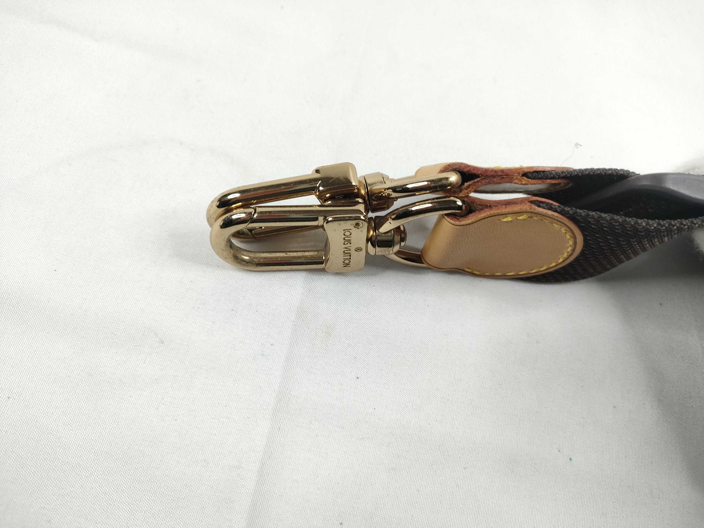 LOUIS VUITTON Nylon/Nubuck Leather/Gold Strap