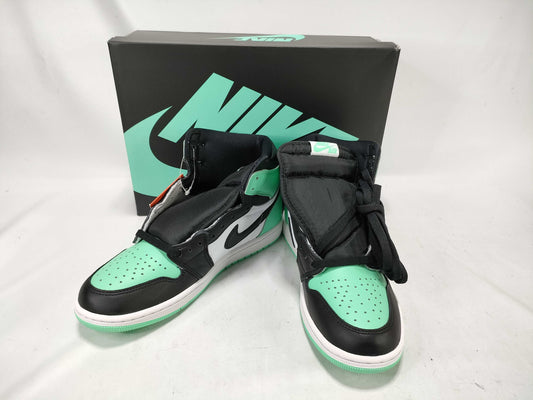 NIKE DZ5485-130 / Air Jordan 1 Retro High OG / Green Glow / Mint / Black Toe / Size 26. Sneakers