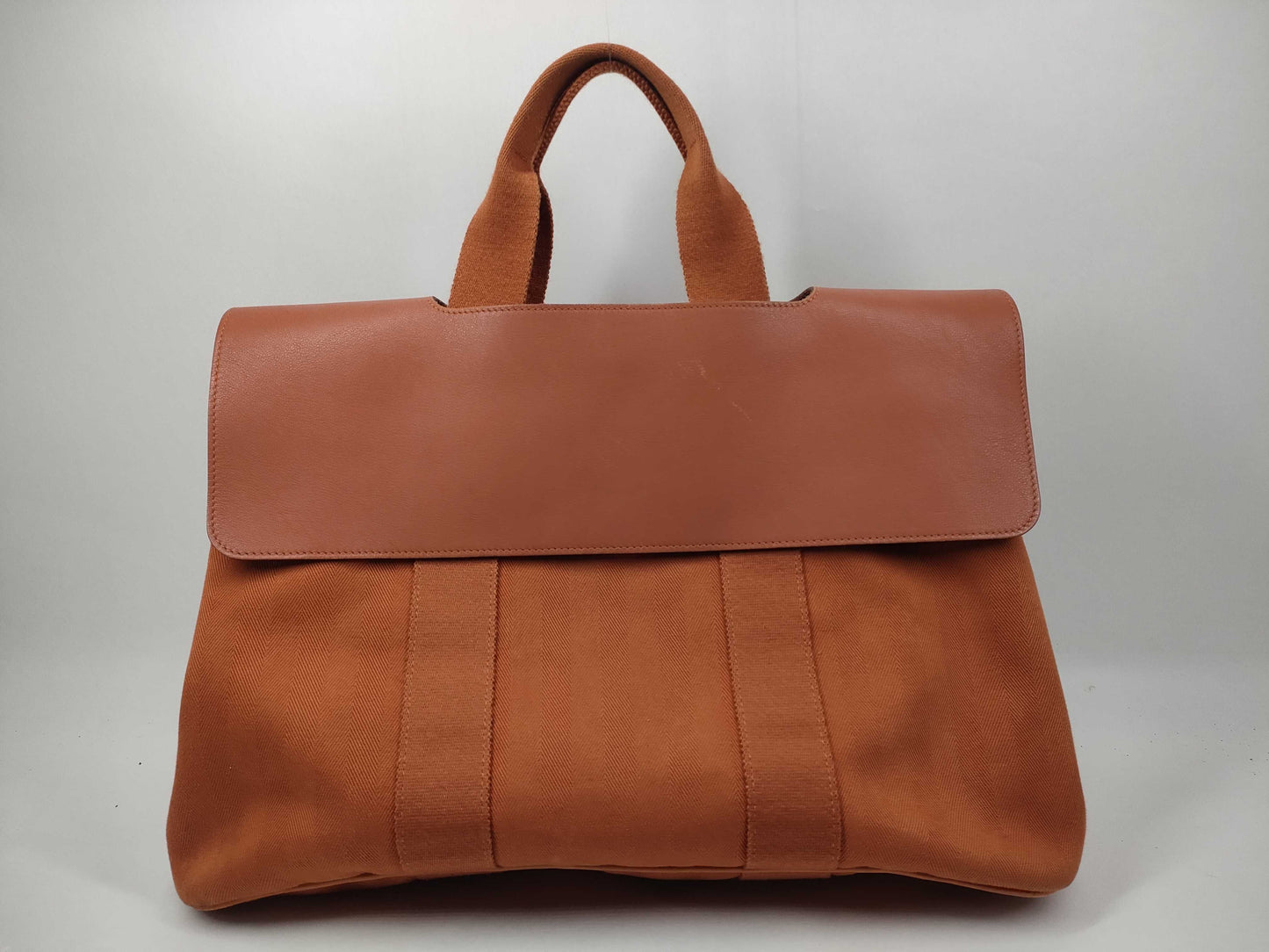 HERMES Valparaiso GM Toile x Chevre Orange Handbag