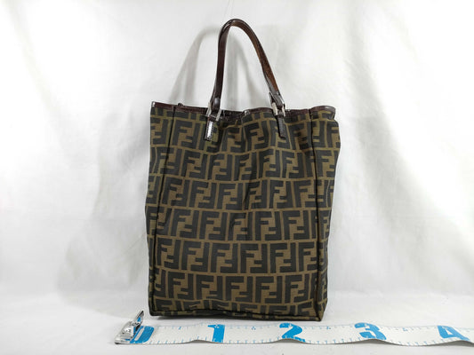FENDI Zucca Print Mini Tote Bag/Nylon/Brown Handbag