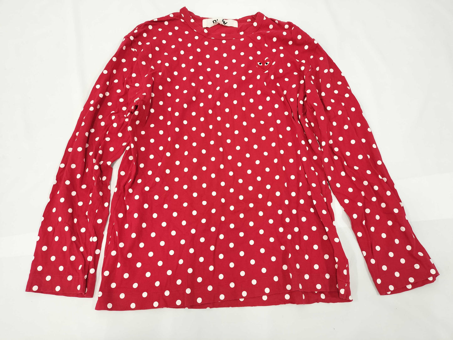 COMME des GARÇONS PLAY Comme des Garçons Polka Dot Long Sleeve Top in Red
