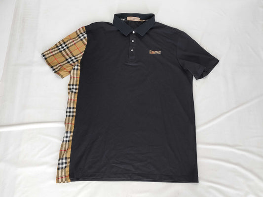 BURBERRY Polo Shirt Black Beige Tops
