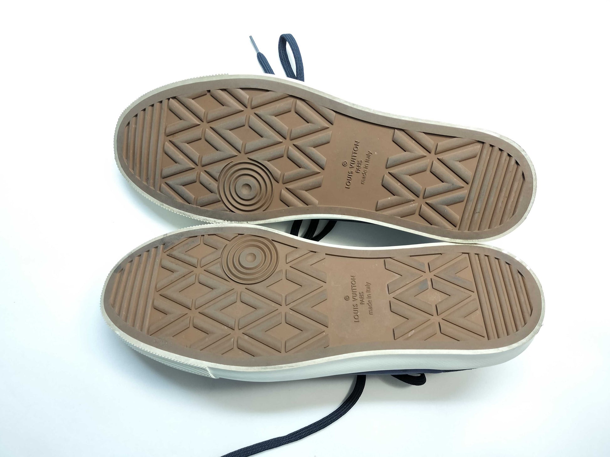 LOUIS VUITTON Tattoo Line Canvas x Leather Navy Sneakers