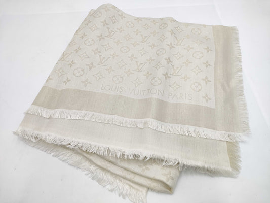LOUIS VUITTON Large Shawl White Scarf