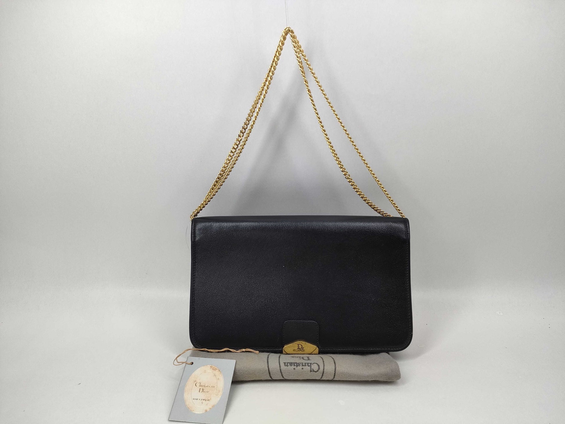 Dior Vintage GD Chain Black Shoulder Bag