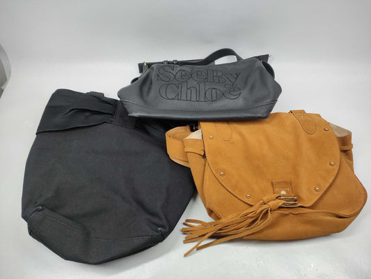 Yves Saint Laurent Logo Canvas Tote Seabike Loe Leather/Suede Shoulder Women's Bag Set Tote Bag