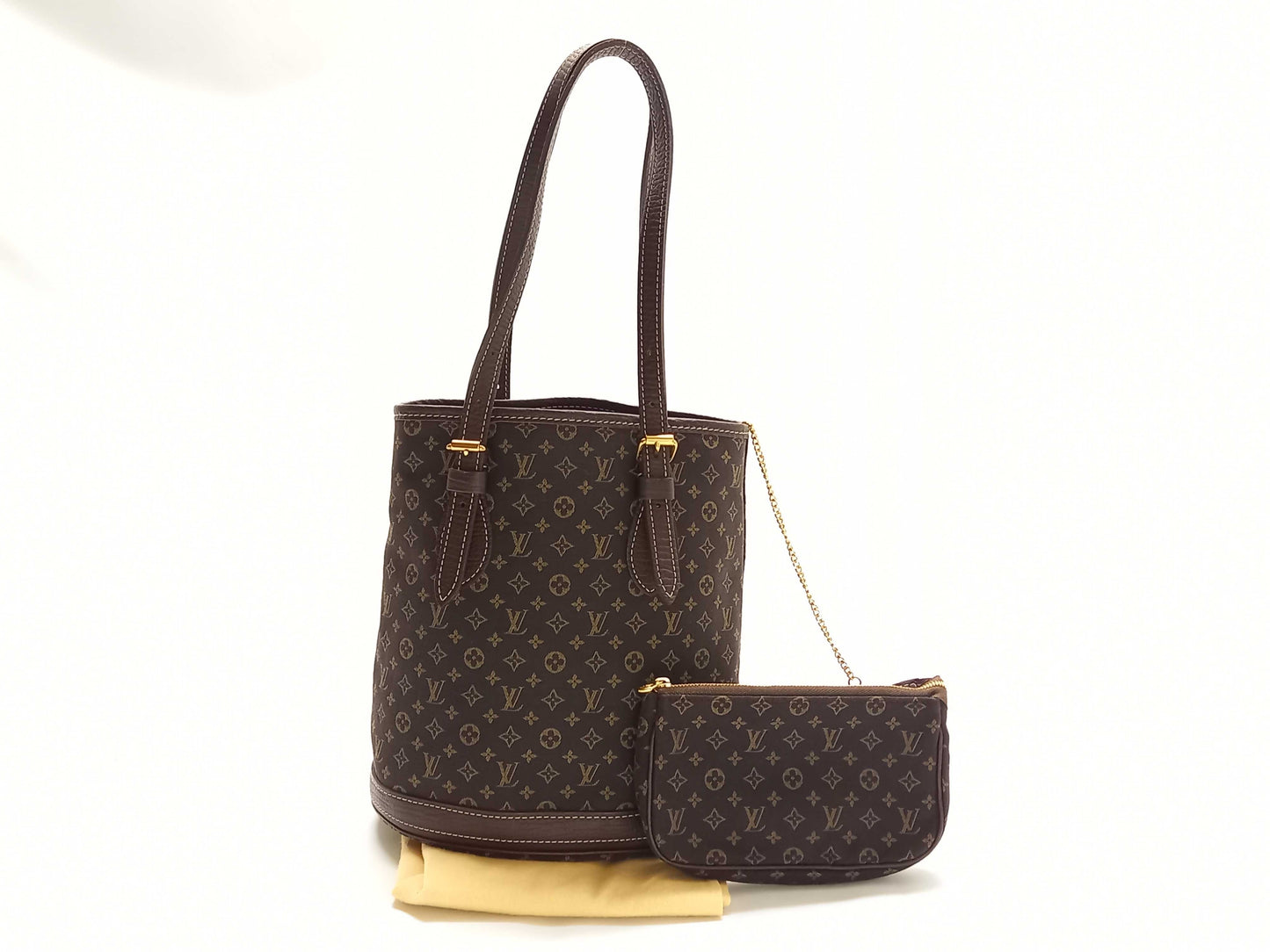 LOUIS VUITTON Monogram Minilan M95226 Bucket PM Tote Bag with Pouch
