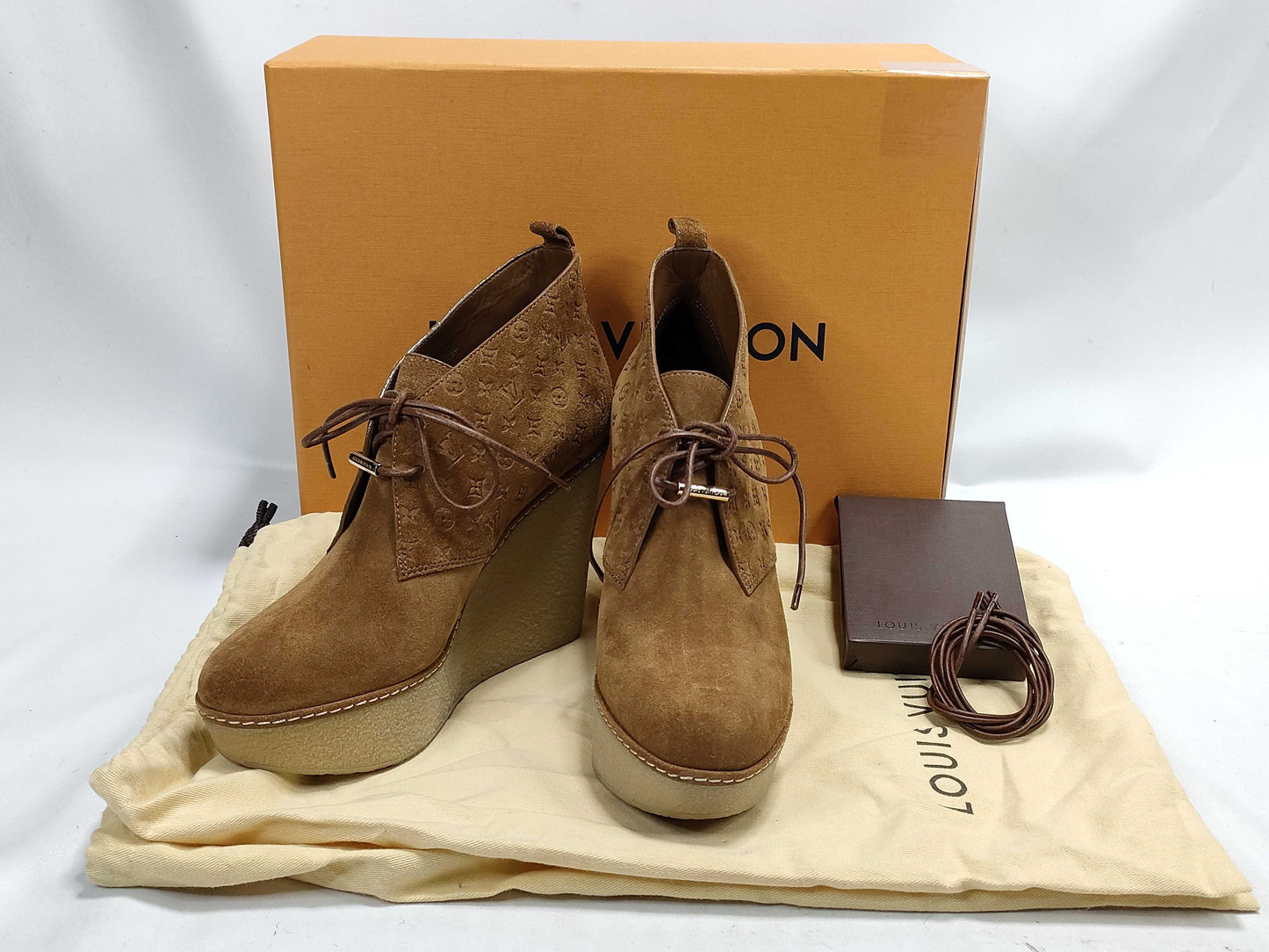 LOUIS VUITTON Monogram Wedge Pumps