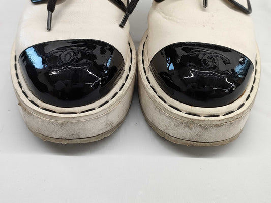 CHANEL White 35 1/2C Coco Sneakers