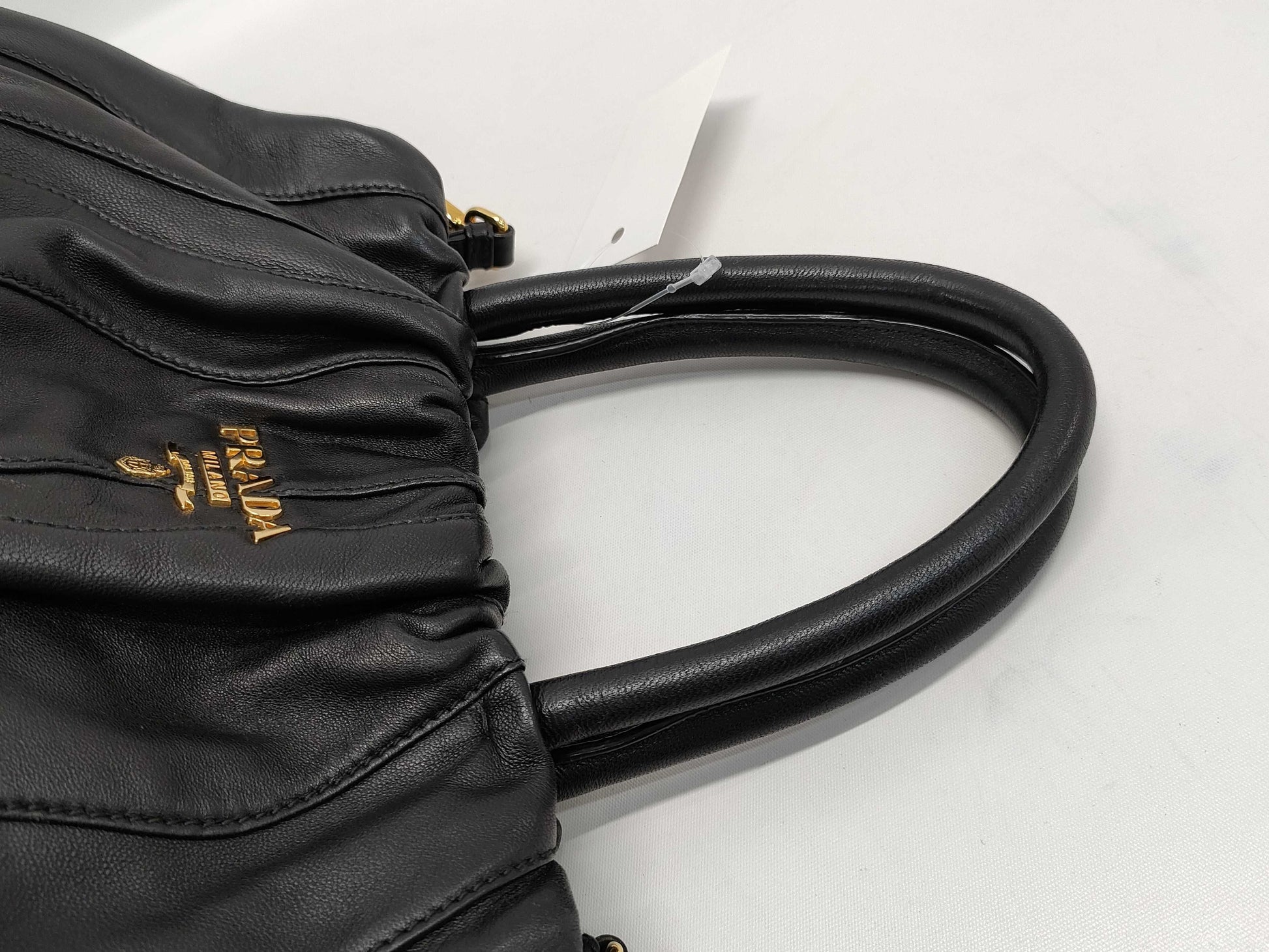 PRADA Gathered Leather 2-Way Handbag