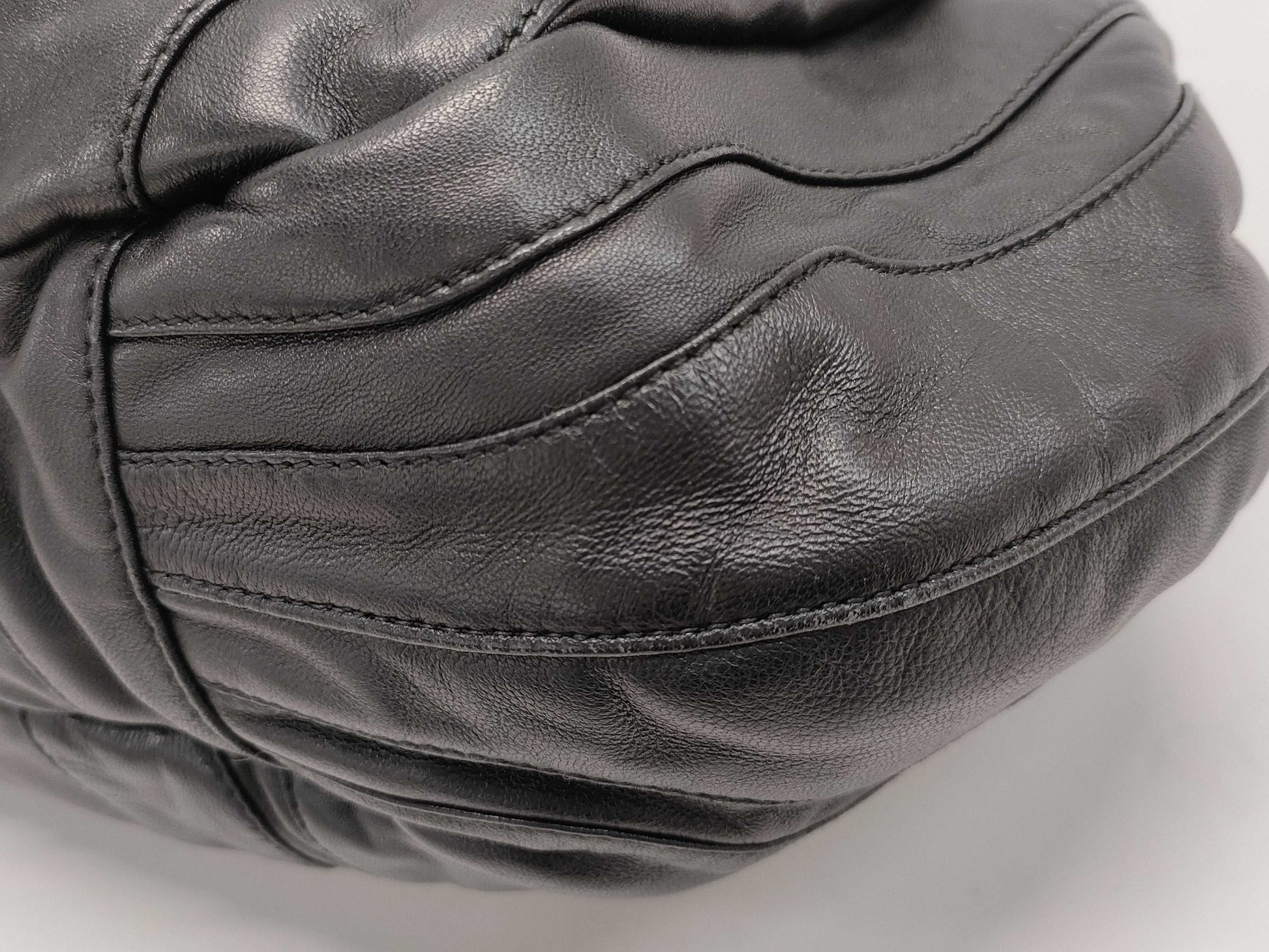 PRADA Gathered Leather 2-Way Handbag