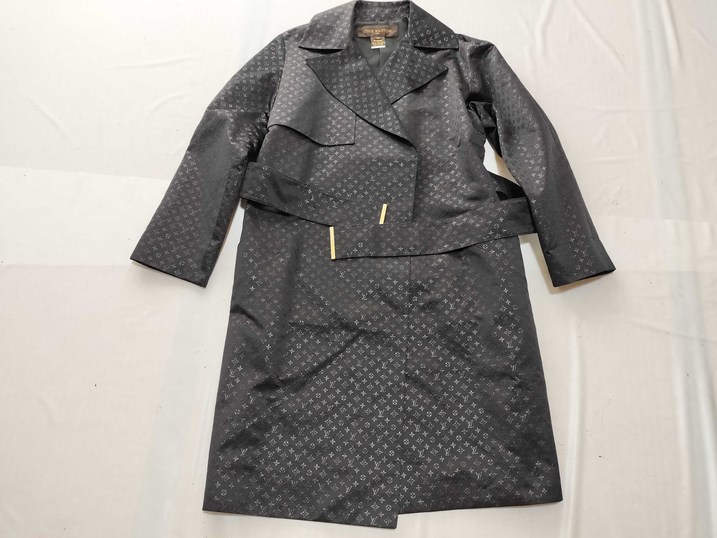 LOUIS VUITTON Monogram All-Over Print Silk Trench Coat