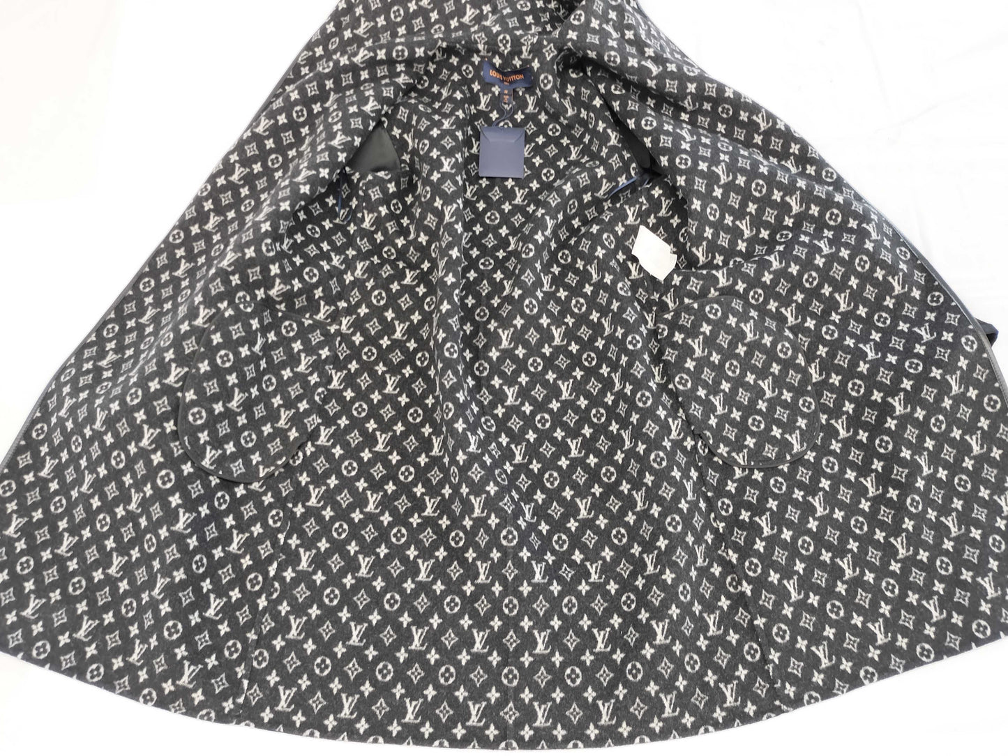LOUIS VUITTON Monogram Women's Hooded Wrap Coat Size 38