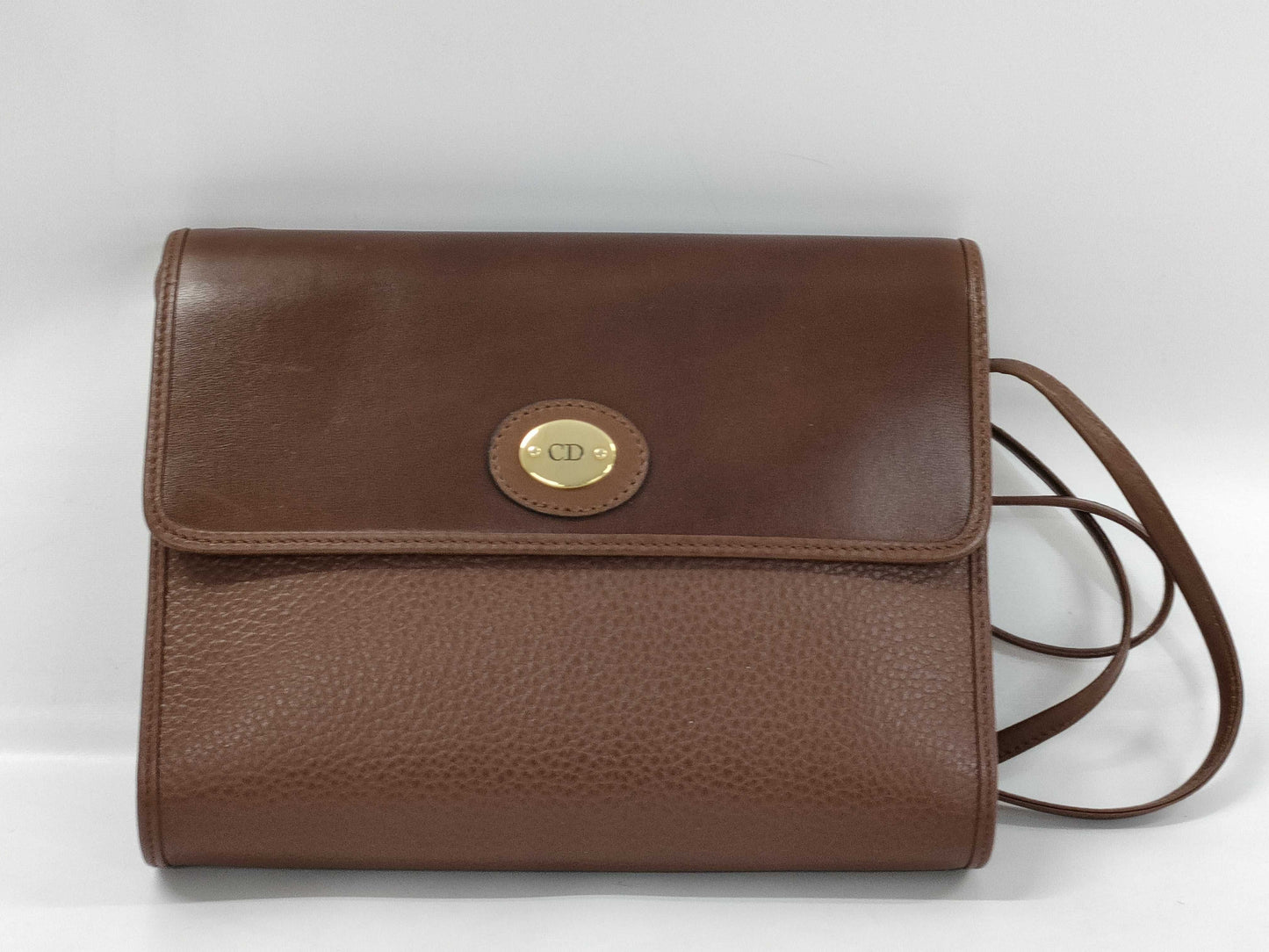 Dior Logo Plate Leather Shoulder Bag