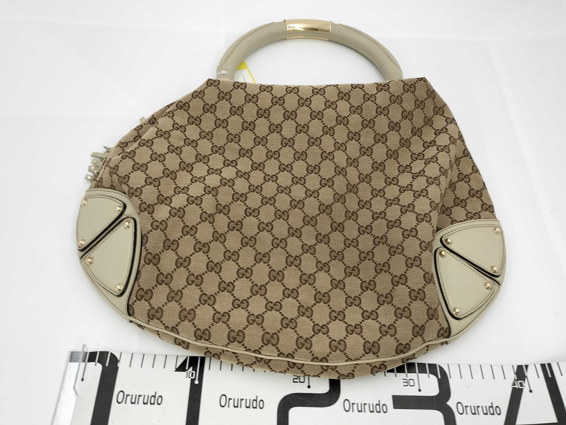 GUCCI Bamboo 185566 Indy GM GG Canvas 2WAY Handbag