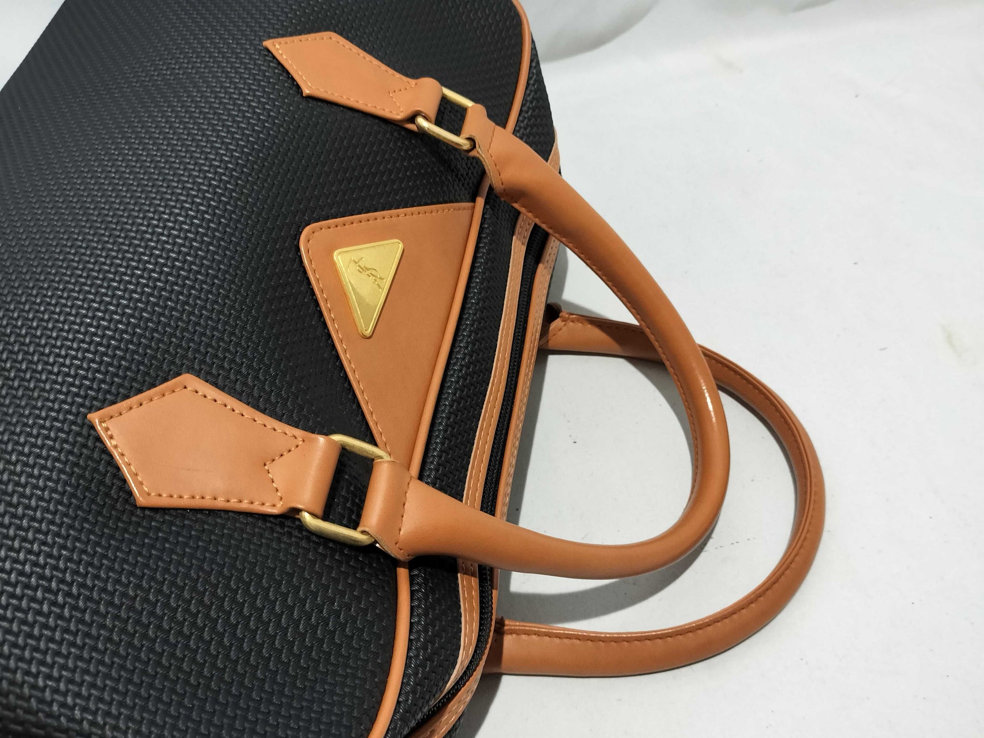 Yves Saint Laurent YSL Cassandra Triangle Plate Boston Bag Handbag