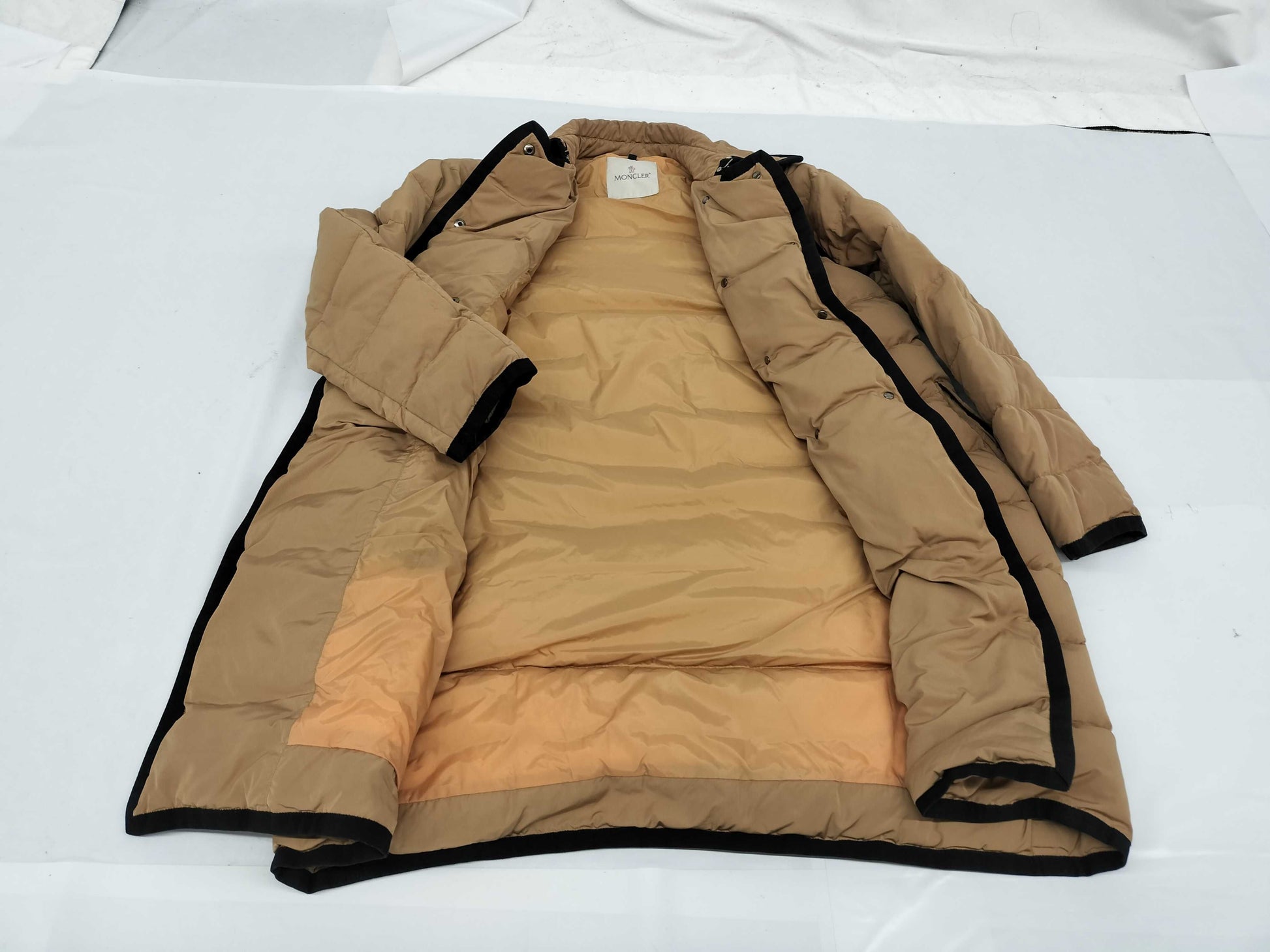 MONCLER Gazelle Down Coat, Beige, Cuff Stains, etc.