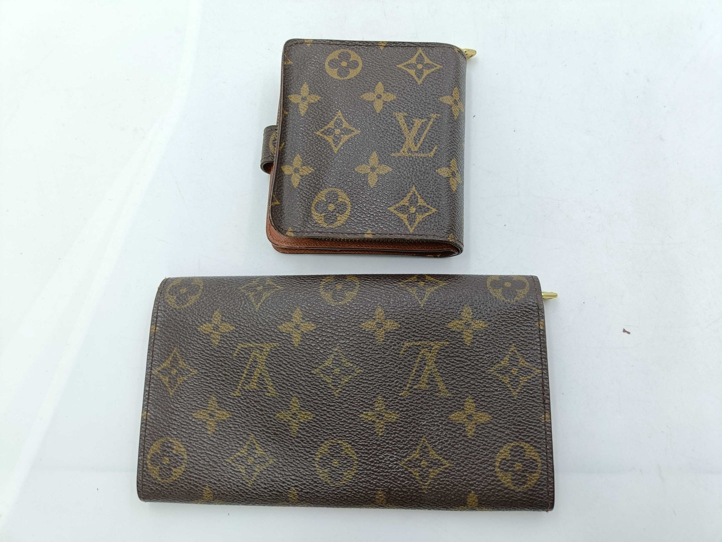 LOUIS VUITTON Monogram Portefeuille Sarah M61734 with Velcro mark/Compact Zip M61667 Wallet