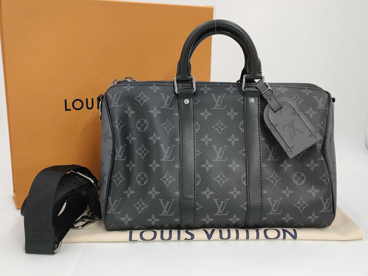 LOUIS VUITTON Monogram Eclipse Keepall Bandouliere 35 M46655 RFID Shoulder Bag