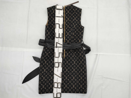 LOUIS VUITTON Monogram Wool Dress with Belt