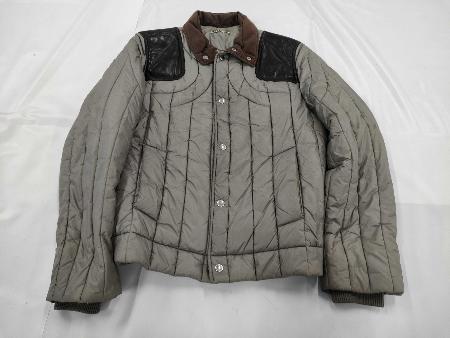 LOUIS VUITTON Leather Nylon Logo Blouson Jacket