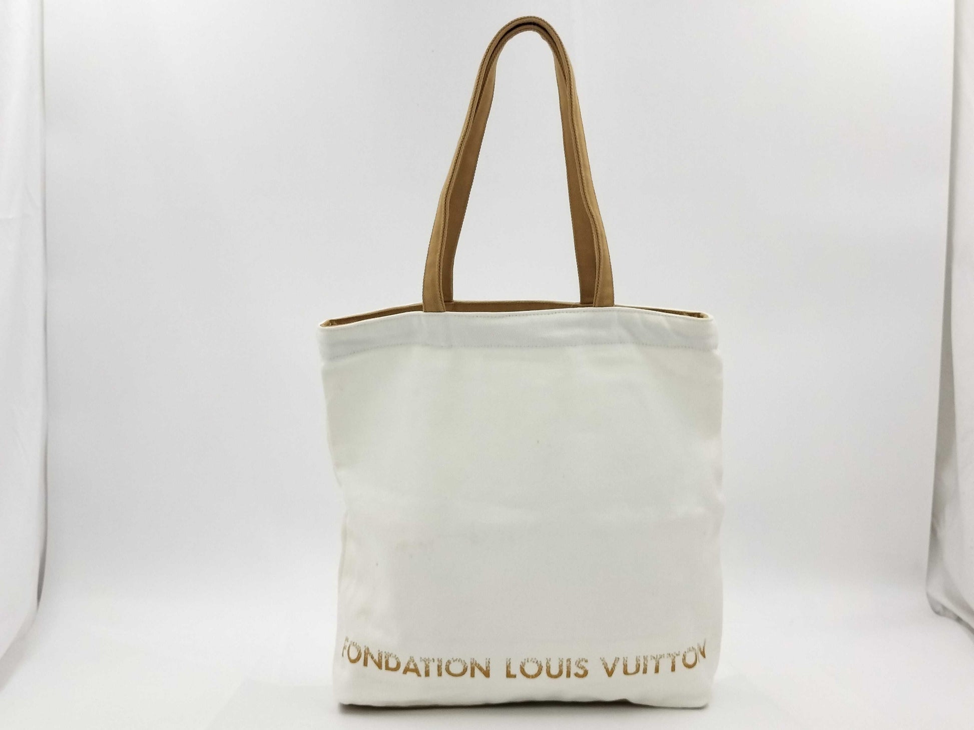 LOUIS VUITTON White Canvas Tote Bag, Fondation Museum Limited Edition