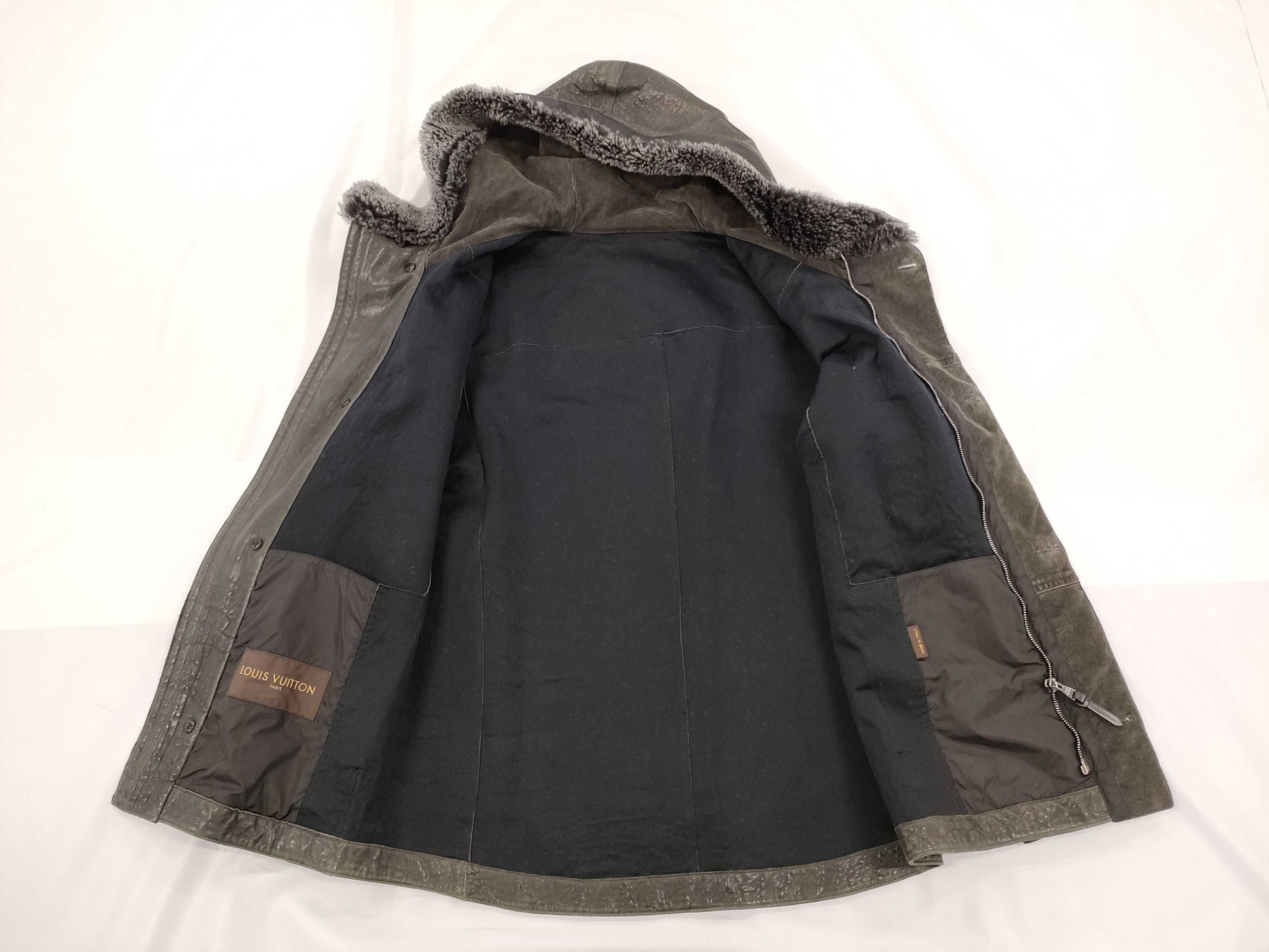 LOUIS VUITTON Fur Leather Coat Jacket