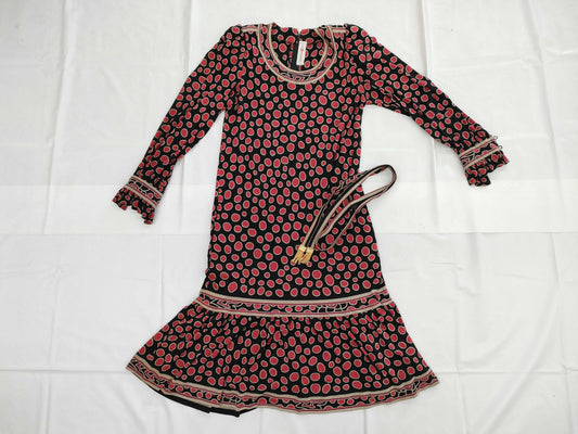 LEONARD Red and Black Polka Dot Dress