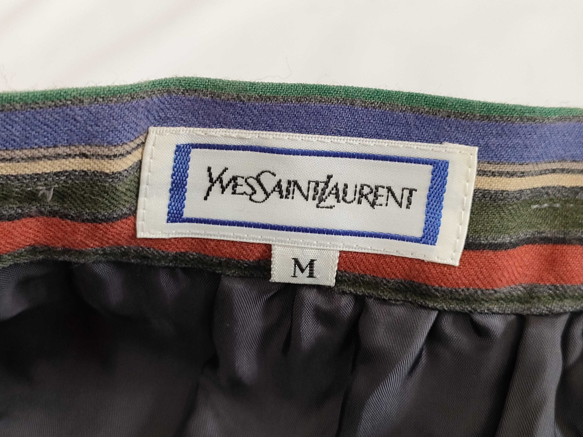 Yves Saint Laurent Skirt 100% Wool Multi Stripe Skirt