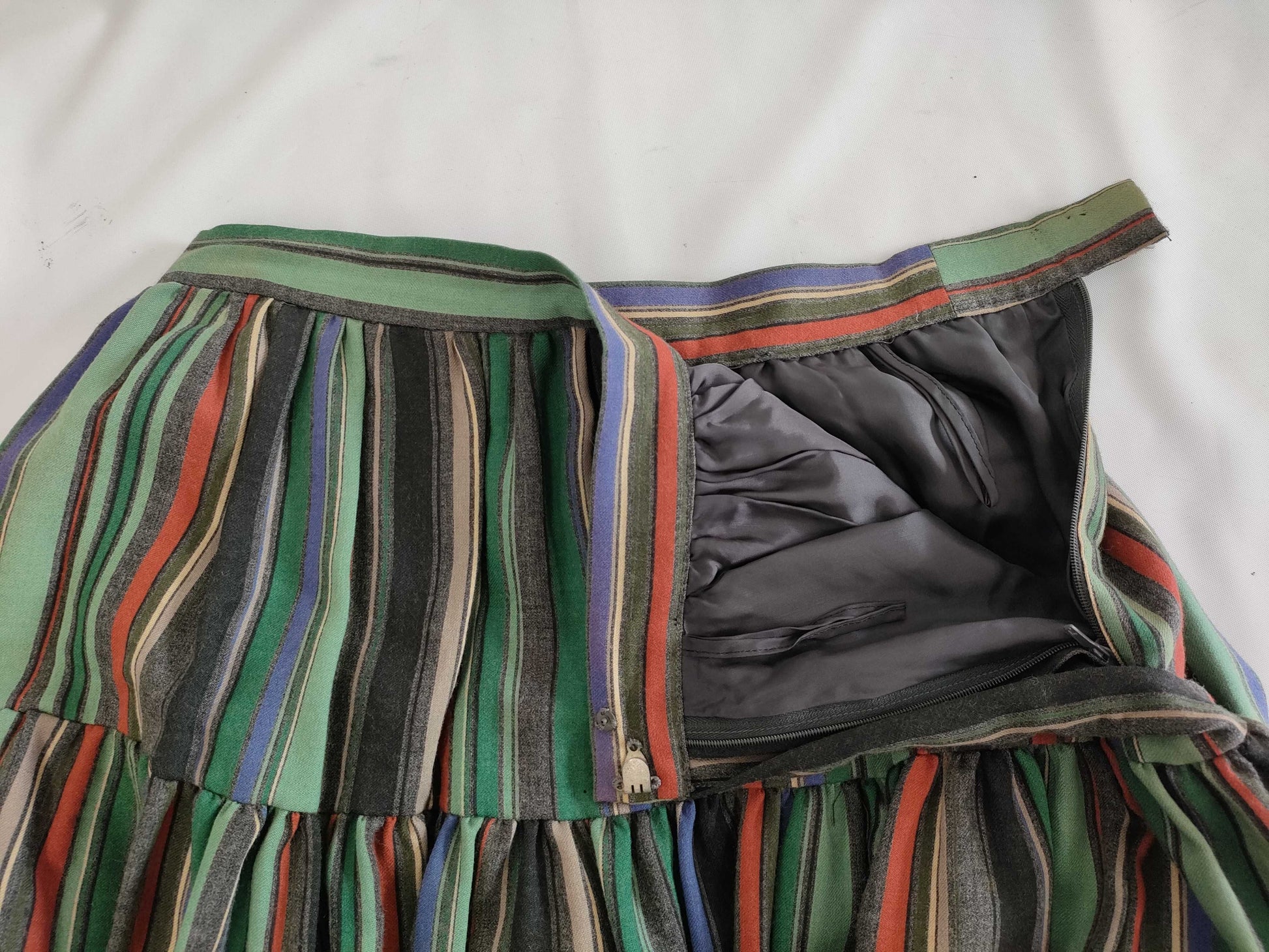 Yves Saint Laurent Skirt 100% Wool Multi Stripe Skirt