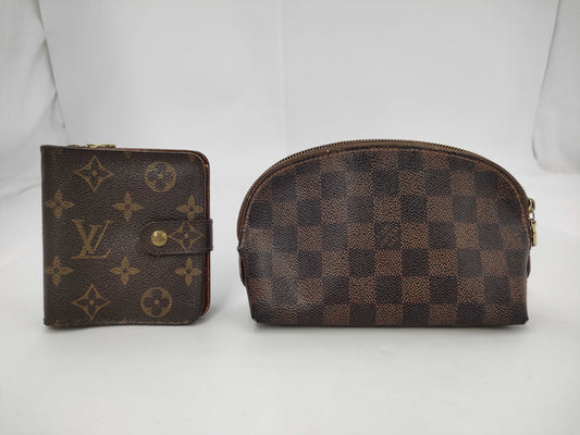 LOUIS VUITTON Monogram Wallet/Damier Pouch Set