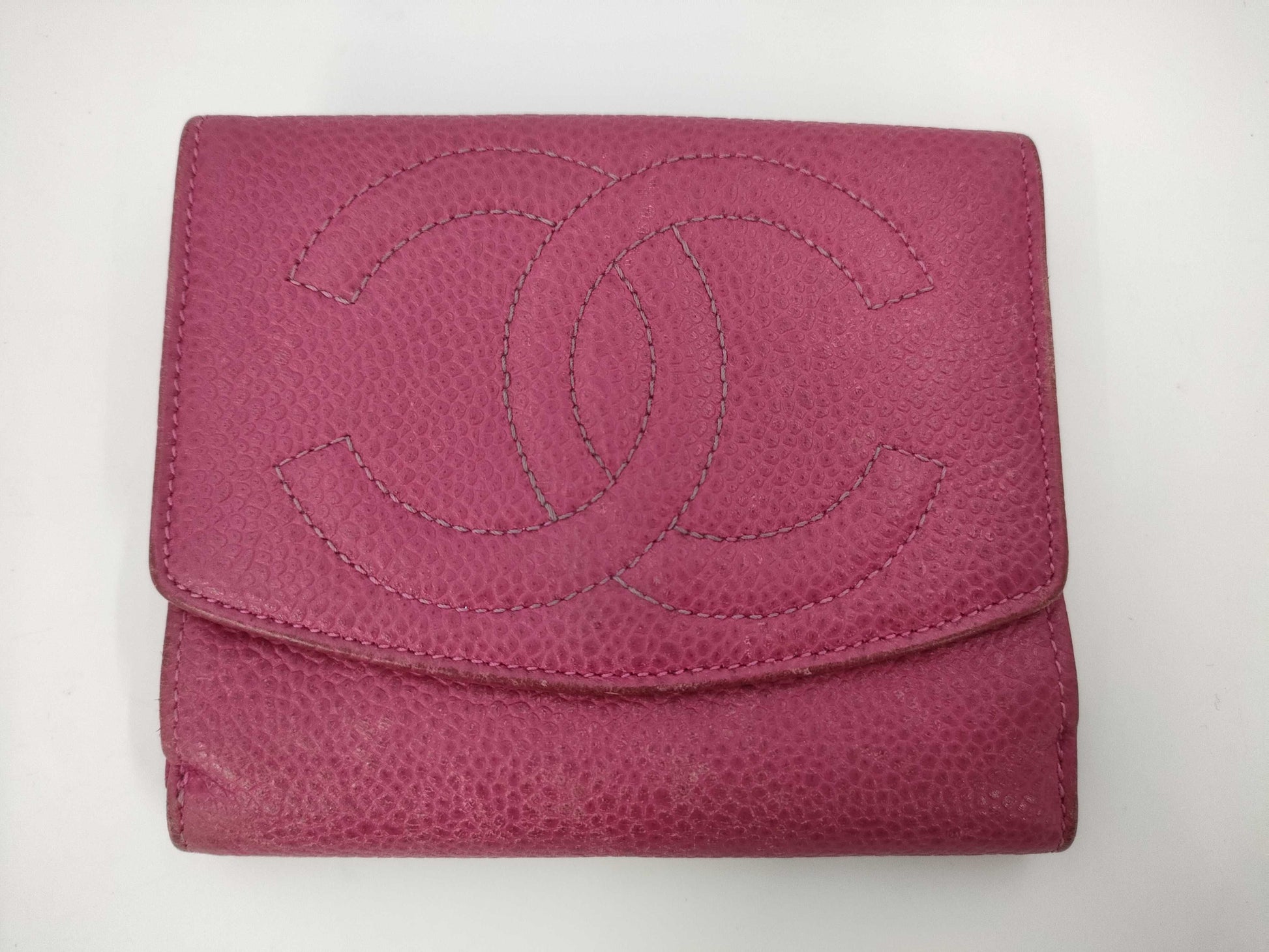CHANEL Caviar Leather Double Hook Wallet